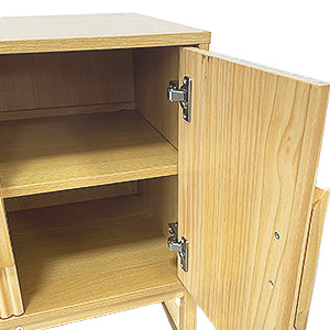 conifferism Modern Natural Night Stand 24" Wide with Solid Wood Doors, Bedroom Nightstand 24" Tall Bedside Tables, Mid Century Vintage Fluted Sofa End Side Table Living Room